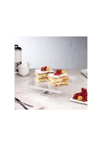 950007 Madlen Ayaklı Kare Servis Tabağı 24 Cm Beyaz