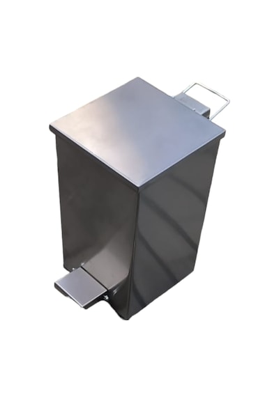 Paslanmaz Metal Amortisörlü Pedallı Kare Kapaklı Çöp Kovası 20 lt Metal