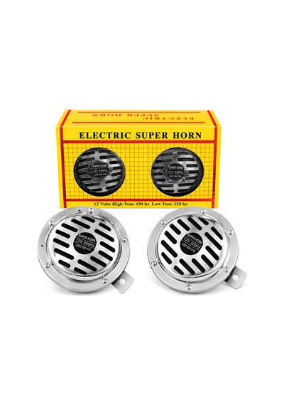 Mega Oto Market Universal 12v Süper Tone Hella Tip Korna Seti 430hz / 320hz Çiftli Krom Oto Kornası Güçlü Ses