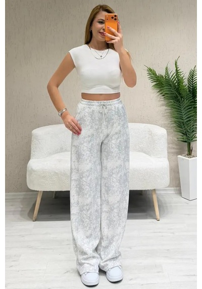 Fiolin Soft Touch Batik Boyamalı Modal Pantolon Ekru