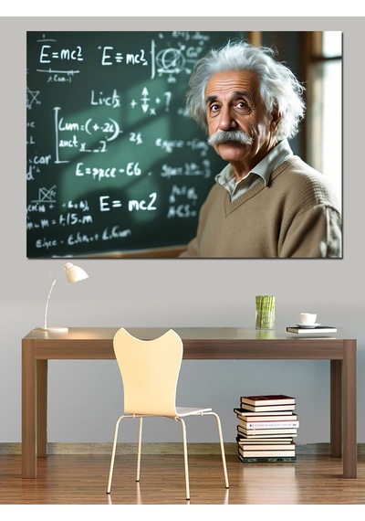 Bilim İnsanı Albert Einstein Dekoratif Kanvas - Mdf Ahşap Tablo