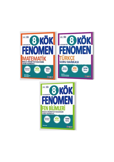 8.sınıf Fenomen Kök Matematik + Türkçe + Fen 3 Kitap Seti