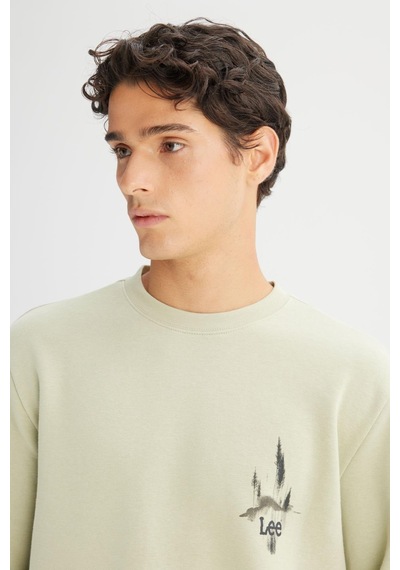 Lee Erkek Baskılı Sweatshirt Light Green Light Green