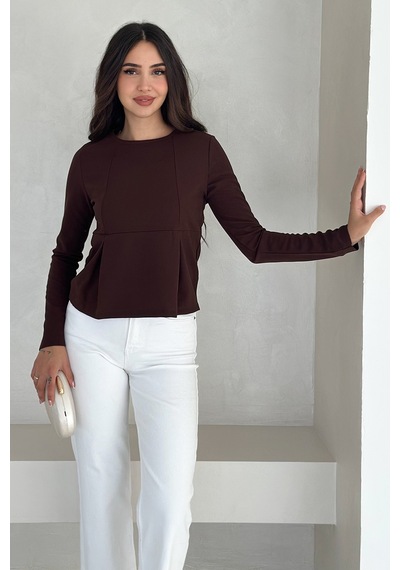 Noa & Noa Kadın Volanlı Dikiş Detaylı Premium Bluz Vücut Şekillendirici & Modern Kesim Kahverengi Noa & Noa Kadın Volanlı Dikiş Detaylı Premium Bluz Vücut Şekillendirici & Modern Kesim Kahverengi