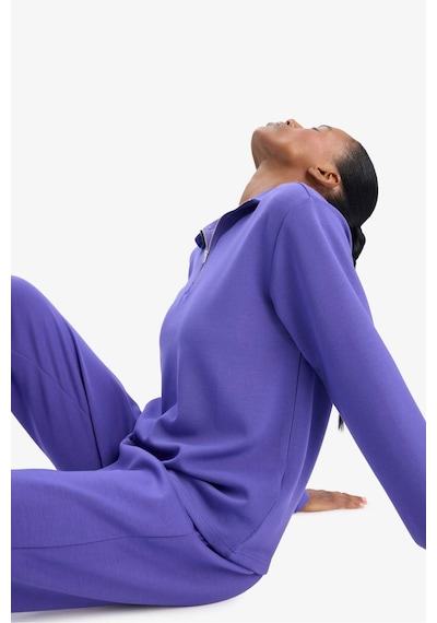 DeFactoFit Oversize Geniş Kalıp Yarım Fermuarlı Dik Yaka Modal Sporcu Sweatshirt D7126AX25SPPR273