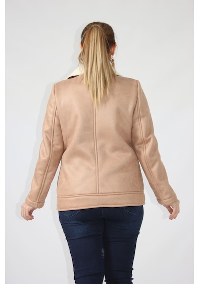Moda Berray 3263 Kısa İçi Kürklü Eteği Kemer Detaylı Kaban Kahverengi
