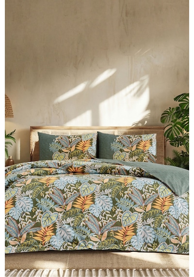 Doqu Home Jungle Muse Ranforce Nevresim Takımı Çift Solarıs Yeşil