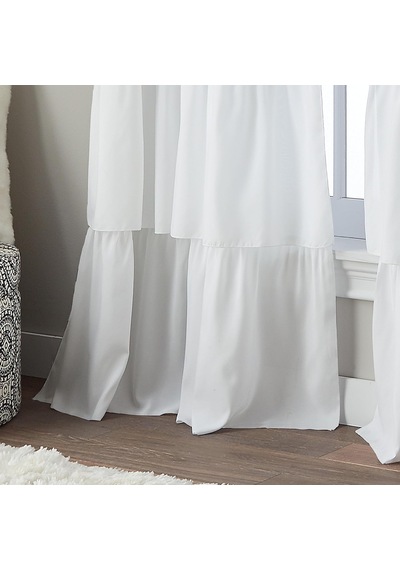 Lexroo Volants Dantelli Perde Panel, Polyester, Beyaz, 63-ınch