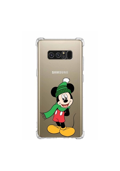 Samsung Galaxy Uyumlu Note8 Köşe Korumalı Antişok Kapak Mickey Mouse Tasarımlı Şeffaf Kılıf