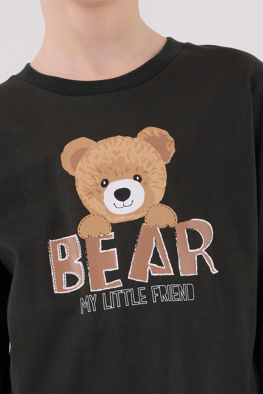 Arnetta Erkek Çocuk Aile Bear My Little Friend %100 Pamuklu 4 Mevsim Uzun Kollu Pijama Takım Füme Arnetta Erkek Çocuk Aile Bear My Little Friend %100 Pamuklu 4 Mevsim Uzun Kollu Pijama Takım Füme