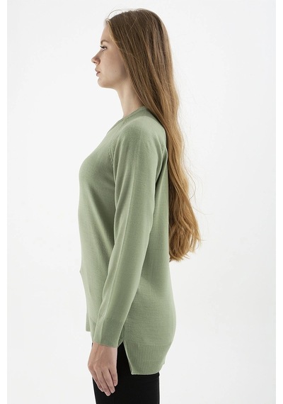 Fashion Frends Kadın Bisiklet Yaka Tunik Yeşil