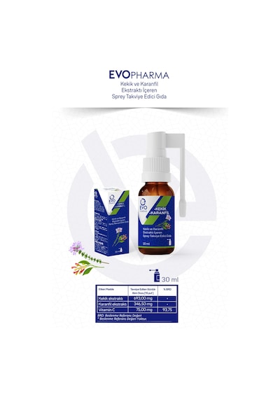 Evo Pharma Kekik ve Karanfil Ekstraktı İçeren Sprey Takviye Edici Gıda 30 ML
