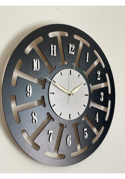 Ümra Lazer Lazer Kesim Dekoratif Duvar Saati 40x40 Cm Umrasaat8 Siyah