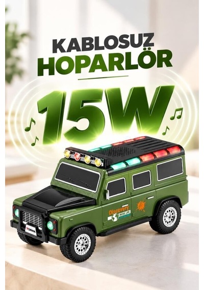 Premium Bluetooth Hoparlör Araba Tasarımlı D95 Yeşil 15w Çocuk Odası Taşınabilir Ofis İçin