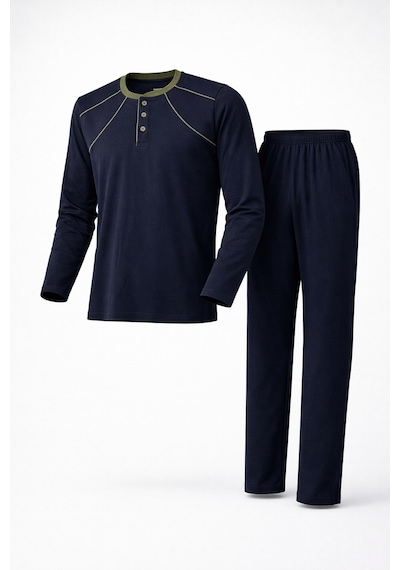 Mutlu City Erkek İnterlok Rahat Kalıp Sıfır Yaka Yüksek Kalite Pamuk Pijama Takımı 16670 Lacivert-haki Mutlu City Erkek İnterlok Rahat Kalıp Sıfır Yaka Yüksek Kalite Pamuk Pijama Takımı 16670 Lacivert-haki