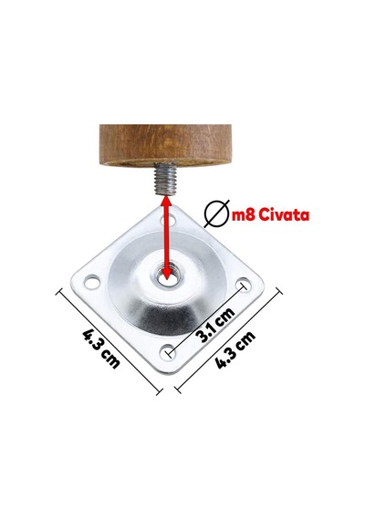 4 Adet Ahşap Mobilya Ayağı Aparatlı 50 Cm Sehpa Zigon Orta Masa Puf Tabure Tv Ünitesi Ayakları M8 Civatalı 6395751