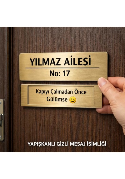Kişiye Özel Aile Kapı İsimliği Gizli Mesajlı Yapışkanlı Metal