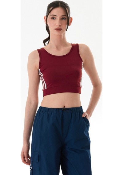Fullamoda Yanları Şeritli Halter Yaka Büstiyer Bordo