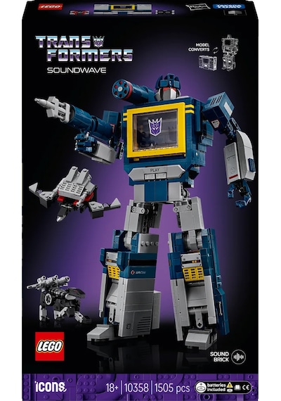 LEGO® Icons Transformers: Soundwave 10358 - Yetişkinler için Yaratıcı Dekoratif Model Yapım Seti (1505 Parça)