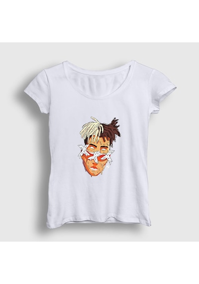 Presmono Kadın Melting Xxxtentacion T-shirt Beyaz