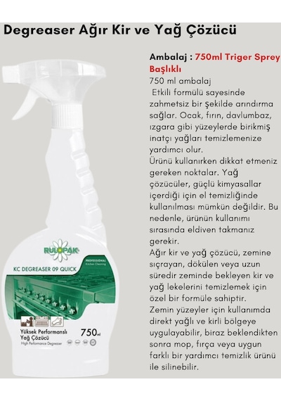 Rulopak Kc Degreaser Ağır Kir Ve Yağ Çözücü 750 ML