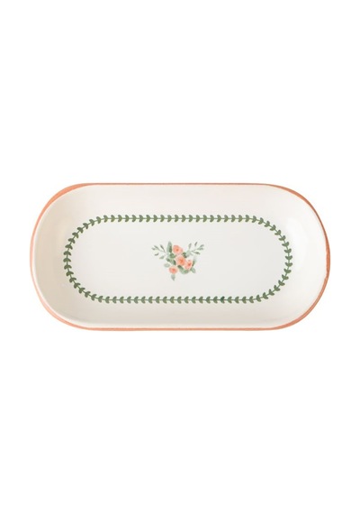 Keramika Çiçekli Kayık Tabak 16 Cm Çok Renkli