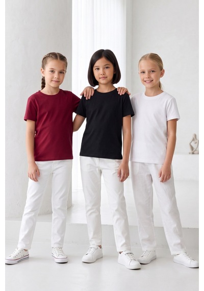 Kiagu Kız Erkek Çocuk Basic Tişört 3'lü Set Pamuklu Kısa Kollu Çocuk Tişört 2-13 Yaş T-shirt 3'lü Set3