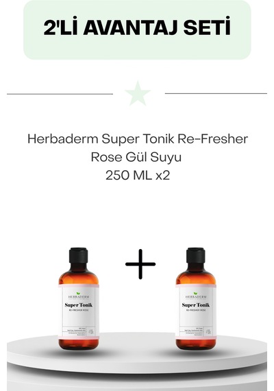 Herbaderm Super Tonik Re-fresher Rose Gül Suyu 250 Ml İkili Set