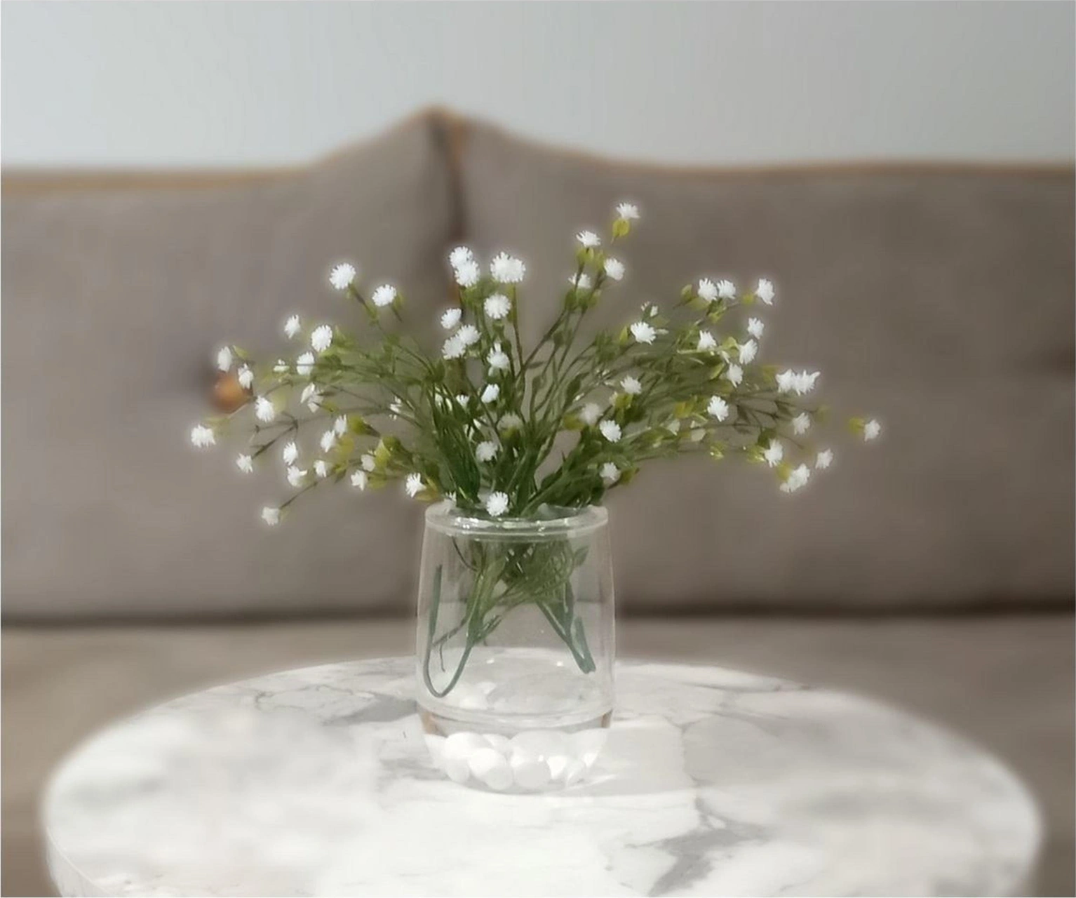 2 Adet Vazo Dahil,vazoda Çiçek,beyaz Yapay Çiçek,vazo Dekoratif Beyaz İncili 8x8x16cm Çok Renkli
