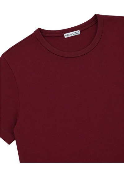 Vadon 1003 Kadın Pamuklu Slim Fit Bisiklet Yaka Yumuşak Dokulu Basic T-shirt Bordo