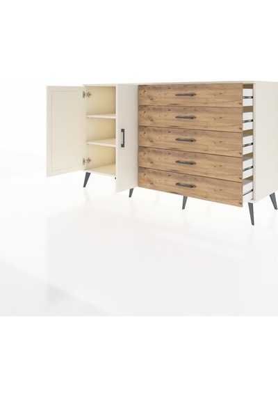 Hyperion Konsol 4 Raflı 5 Çekmeceli 2 Kapaklı 176x44x99 Aytaşı-aytaşı/çam Aytası - Aytası