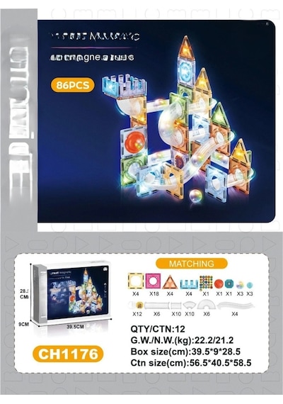 Mey İthalat 7.5cm Işıklı Blok 86 Parça