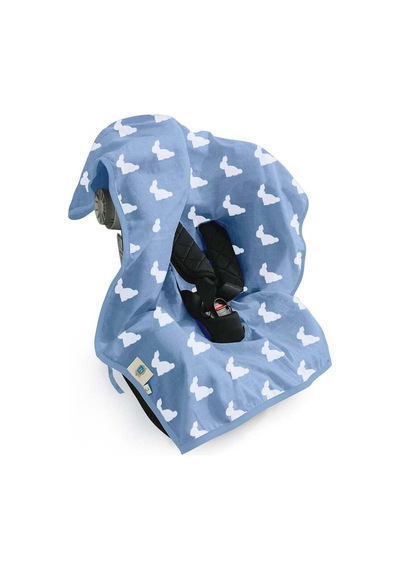 %100 Pamuk Müslin Puset & Oto Koltuk Örtüsü - Mono Lapin Royal Blue Pokort-ryb-000std
