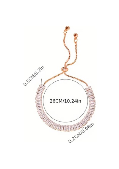Baget Rose Gold Altın Renkli Zirkon Taşlı Asansörlü Şık Zarif Hediye Bileklik Beyaz