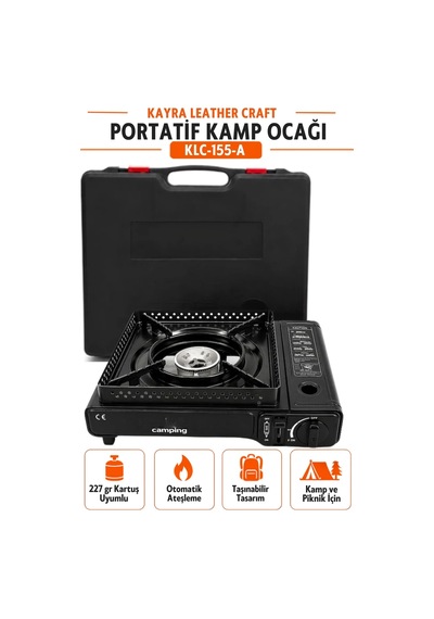 8'li Set Siyah Taşınabilir Kamp Ocağı 6 Gaz Kartuşu 1 Pürmüz Dahil Çantalı Portatif Tek Gözlü Mini Karavan Açık Hava Piknik Yemek Pişirme Ocağı Seti Kamp Malzemeleri Ekipmanları Siyah Siyah