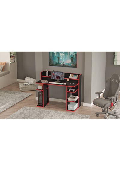 Robin Home Titan Oyuncu Masası Gaming Çalışma Masası Siyah-kırmız Siyah
