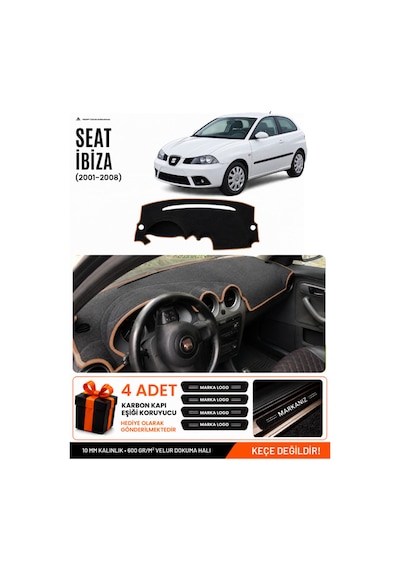 Seat Ibıza 2001-2008 Uyumlu Torpido Örtüsü, Torpido Kılıfı - Siyah-kahverengi - Se003