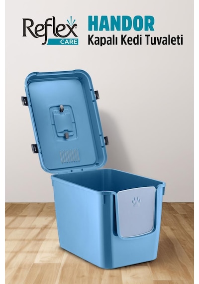 Reflex Care Handor Kapalı Kedi Tuvaleti Lacivert 57,5 X 43,5 X 39 Cm
