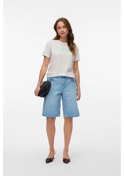 Vero Moda Kadın Vmsımone Kısa Kollu Pamuk T-shirt 10328170 Beyaz Beyaz