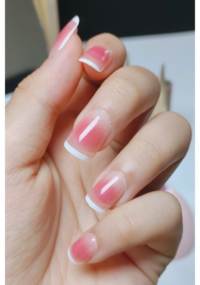 24 Adet Küt French Takma Tırnak Kısa Takma Tırnak Seti Yapıştırıcı Set Hediyeli R350 French