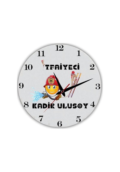 İtfaiye Erlerine Hediye Temalı Cam Duvar Saati Çok Renkli