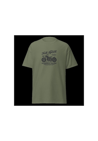Wildstyle Full Speed Speedway Racing Motosiklet Vintage Yarış Baskılı Unisex Bisiklet Yaka Pamuklu Tişört - Ha