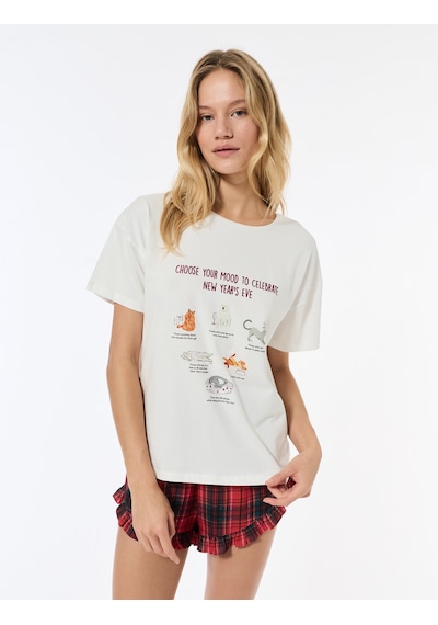 Koton Kedi Baskılı Kısa Kollu Bisiklet Yaka Oversize Tişört Pijama Üstü Beyaz 6wlk40284mk Beyaz Koton Kedi Baskılı Kısa Kollu Bisiklet Yaka Oversize Tişört Pijama Üstü Beyaz 6wlk40284mk Beyaz