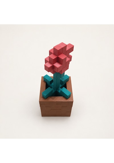 Piksel Gelincik Biblo - 3d Baskı, Minecraft Esintili Kırmızı