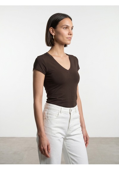 Dilvin 32799 V Yaka Top-koyu Kahve