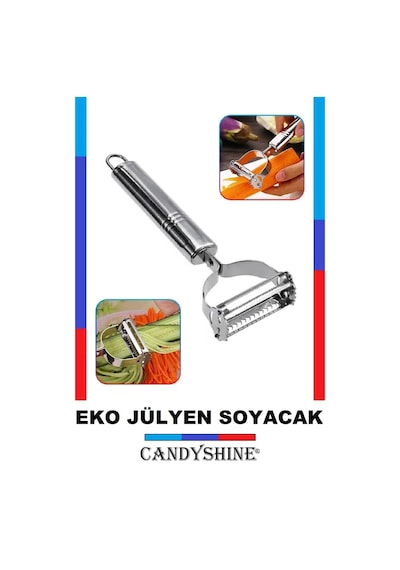 Paslanmaz Çelik Professional Jülyen Meyve Sebze Soyucu Kesici Doğrayıcı Gümüş