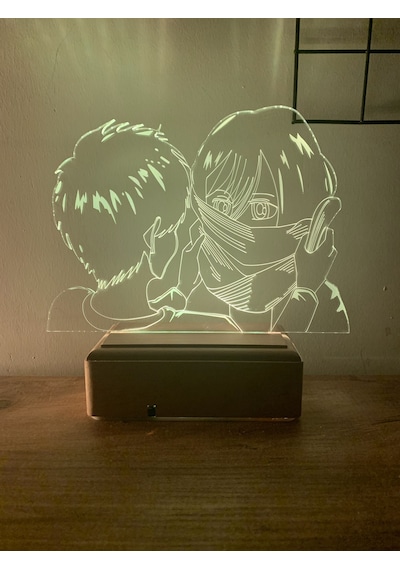 Attack On Titan Mikasa - Eren 16 Renk Gece Lambası