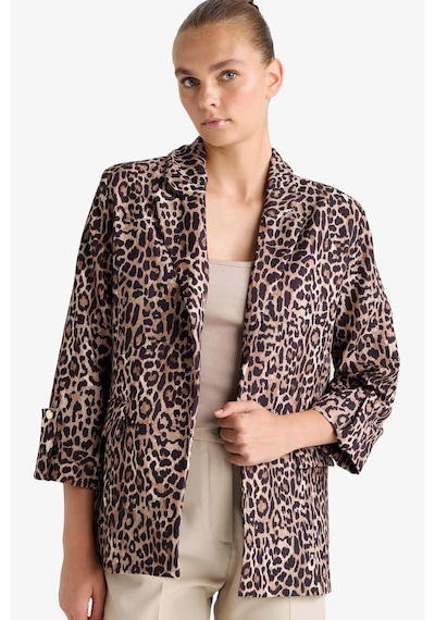 Defacto Loose Fit Ceket Yaka Leopar Desenli Blazer Ceket E1483ax25aubn225 Kahve