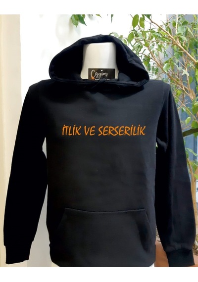 Pisa Art Unisex Siyah Kapüşonlu Itlik Ve Serserilik Baskılı Sweatshirt Hrmsw1414 Siyah