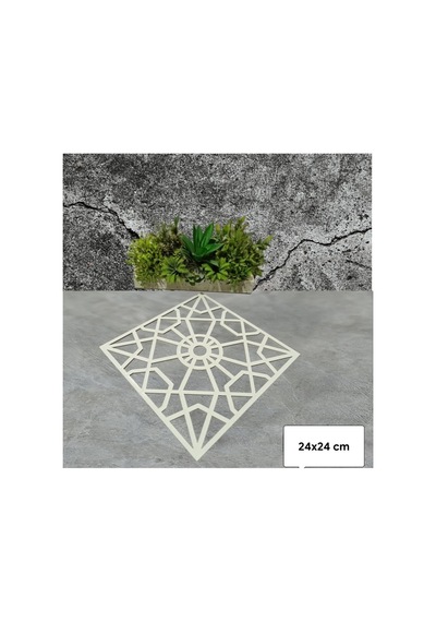 Dekoratif Mobilya Kare Süs Beyaz 24x24 Cm Karışık